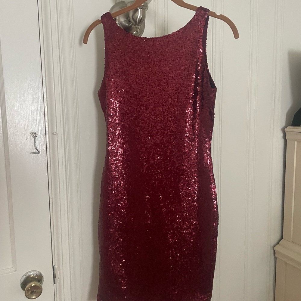 Glamorous Deep Red Sequin Mini Dress